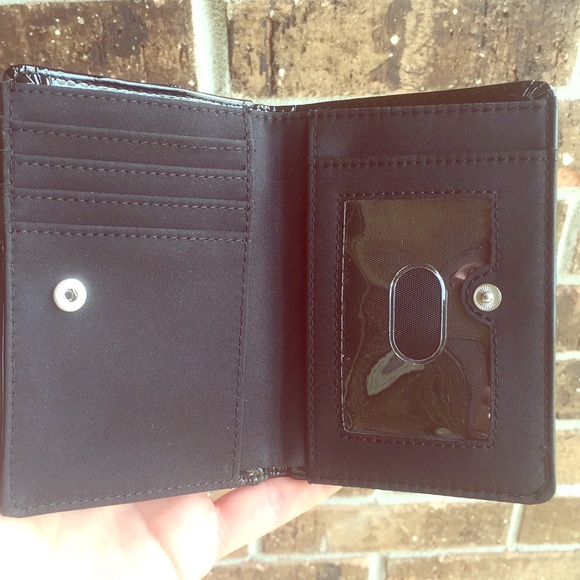 Shiny black sexy zipper sleek snap secure wristlet phone mini fun little bag new - Picture 5 of 15